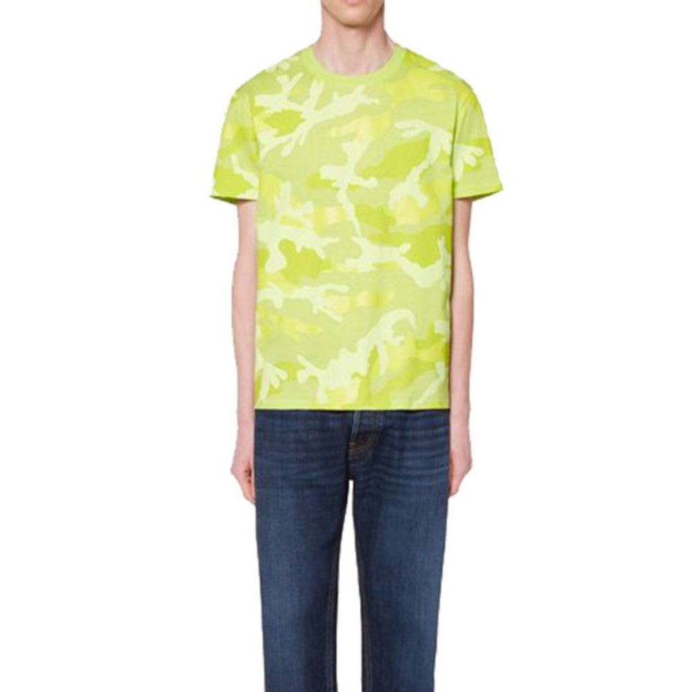 Valentino Green Cotton Camouflage Crew Neck T Shirt Size Small